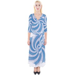 Prismatic Hole Blue Quarter Sleeve Wrap Maxi Dress by Mariart