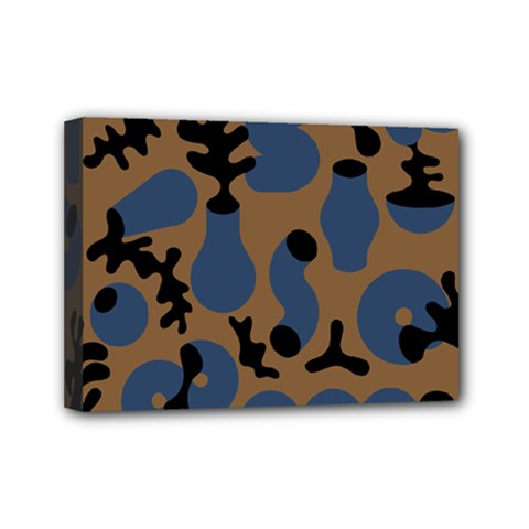 Superfiction Object Blue Black Brown Pattern Mini Canvas 7  X 5 