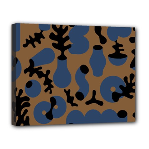 Superfiction Object Blue Black Brown Pattern Canvas 14  X 11 