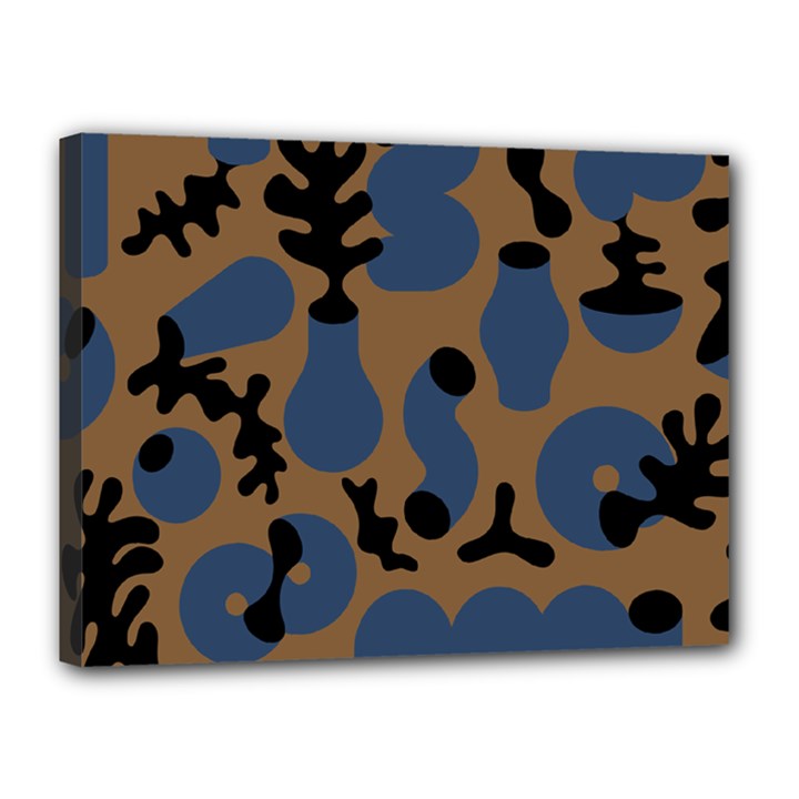 Superfiction Object Blue Black Brown Pattern Canvas 16  x 12 