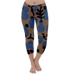 Superfiction Object Blue Black Brown Pattern Capri Winter Leggings 