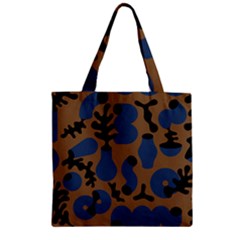 Superfiction Object Blue Black Brown Pattern Zipper Grocery Tote Bag