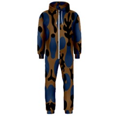 Superfiction Object Blue Black Brown Pattern Hooded Jumpsuit (men)  by Mariart