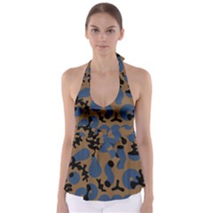 Superfiction Object Blue Black Brown Pattern Babydoll Tankini Top by Mariart