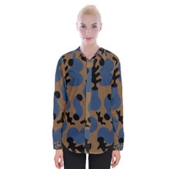 Superfiction Object Blue Black Brown Pattern Womens Long Sleeve Shirt