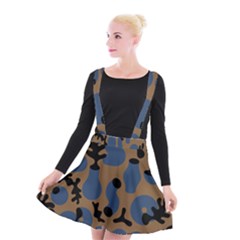 Superfiction Object Blue Black Brown Pattern Suspender Skater Skirt by Mariart