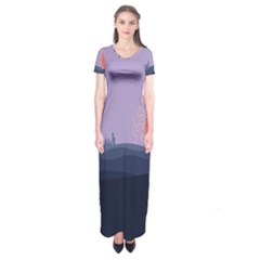 Wedding Lavender Moon Romantic Natural Short Sleeve Maxi Dress