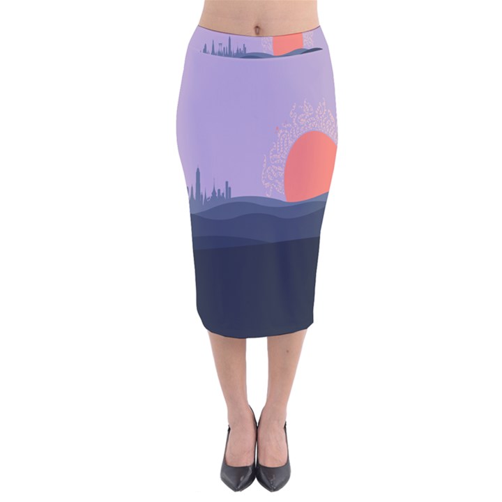 Wedding Lavender Moon Romantic Natural Velvet Midi Pencil Skirt