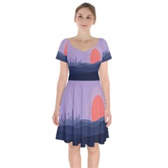 Wedding Lavender Moon Romantic Natural Short Sleeve Bardot Dress