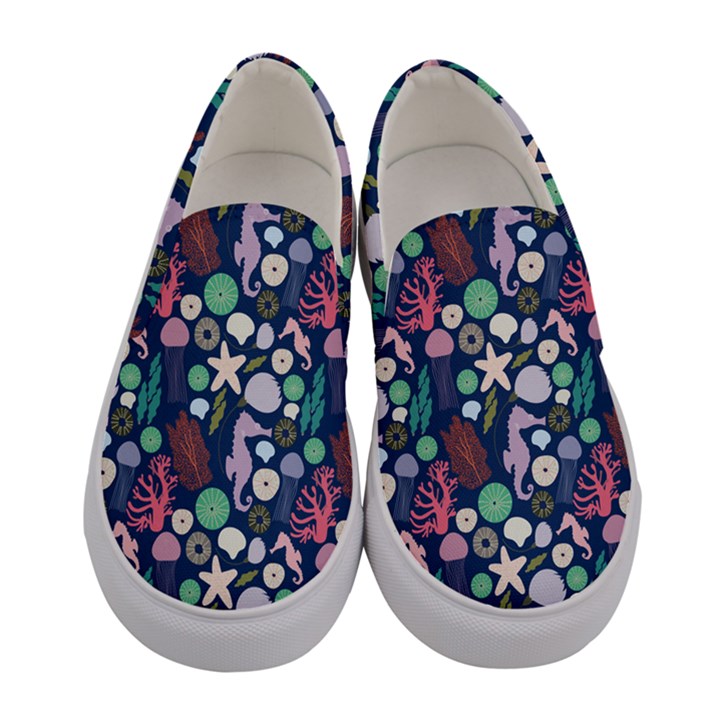 Seahorses Jellyfish Seaworld Sea  Beach Swiim Women s Canvas Slip Ons