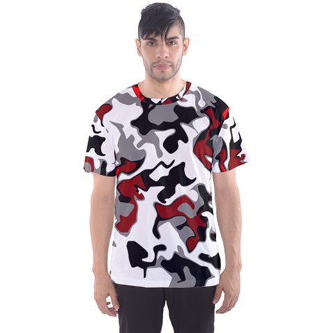 Vector Red Black White Camo Advance Men s Sports Mesh Tee by Mariart