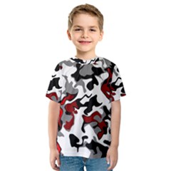 Vector Red Black White Camo Advance Kids  Sport Mesh Tee