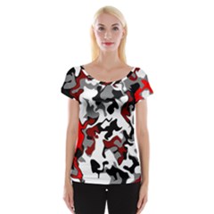 Vector Red Black White Camo Advance Cap Sleeve Tops by Mariart