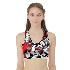 Vector Red Black White Camo Advance Sports Bra With Border by Mariart