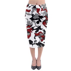 Vector Red Black White Camo Advance Midi Pencil Skirt by Mariart