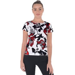 Vector Red Black White Camo Advance Short Sleeve Sports Top 