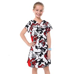 Vector Red Black White Camo Advance Kids  Drop Waist Dress