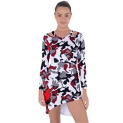 Vector Red Black White Camo Advance Asymmetric Cut-out Shift Dress