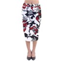 Vector Red Black White Camo Advance Velvet Midi Pencil Skirt View1