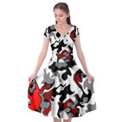 Vector Red Black White Camo Advance Cap Sleeve Wrap Front Dress by Mariart