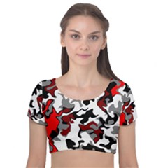 Vector Red Black White Camo Advance Velvet Crop Top