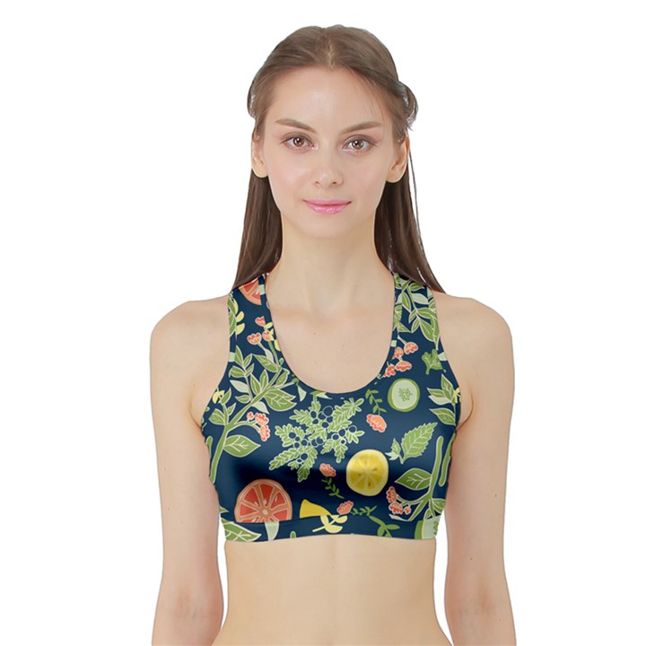 Summer Fruite Orange Lemmon Tomato Sports Bra with Border