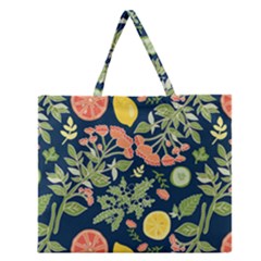 Summer Fruite Orange Lemmon Tomato Zipper Large Tote Bag