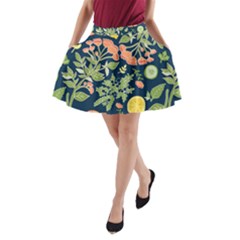 Summer Fruite Orange Lemmon Tomato A-line Pocket Skirt