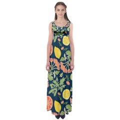 Summer Fruite Orange Lemmon Tomato Empire Waist Maxi Dress