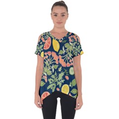 Summer Fruite Orange Lemmon Tomato Cut Out Side Drop Tee