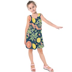 Summer Fruite Orange Lemmon Tomato Kids  Sleeveless Dress