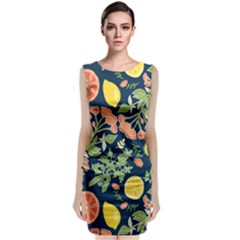 Summer Fruite Orange Lemmon Tomato Sleeveless Velvet Midi Dress