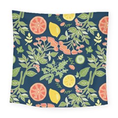 Summer Fruite Orange Lemmon Tomato Square Tapestry (large)