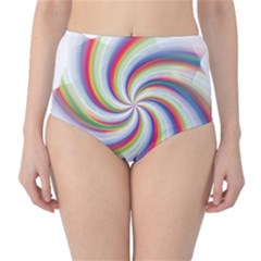 Prismatic Hole Rainbow High-waist Bikini Bottoms