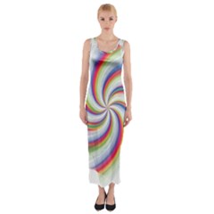 Prismatic Hole Rainbow Fitted Maxi Dress