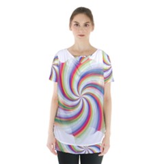 Prismatic Hole Rainbow Skirt Hem Sports Top