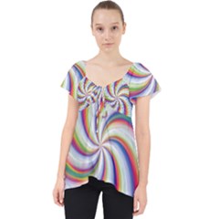 Prismatic Hole Rainbow Lace Front Dolly Top