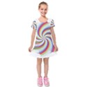 Prismatic Hole Rainbow Kids  Short Sleeve Velvet Dress View1