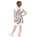 Prismatic Hole Rainbow Kids  Short Sleeve Velvet Dress View2