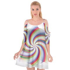 Prismatic Hole Rainbow Cutout Spaghetti Strap Chiffon Dress