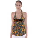 Tribal Ethnic Blue Gold Culture Babydoll Tankini Top View1