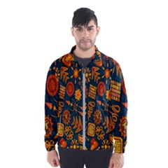 Tribal Ethnic Blue Gold Culture Wind Breaker (men)