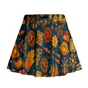 Tribal Ethnic Blue Gold Culture Mini Flare Skirt View1