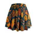 Tribal Ethnic Blue Gold Culture Mini Flare Skirt View2