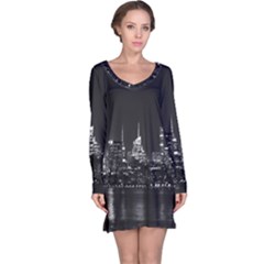 New York Skyline Long Sleeve Nightdress by Celenk