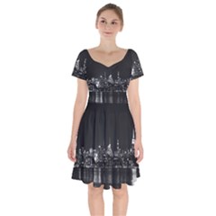 New York Skyline Short Sleeve Bardot Dress by Celenk