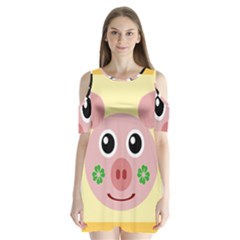 Luck Lucky Pig Pig Lucky Charm Shoulder Cutout Velvet One Piece by Celenk