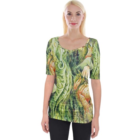 Chung Chao Yi Automatic Drawing Wide Neckline Tee by Celenk