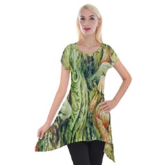 Chung Chao Yi Automatic Drawing Short Sleeve Side Drop Tunic by Celenk