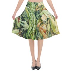 Chung Chao Yi Automatic Drawing Flared Midi Skirt by Celenk